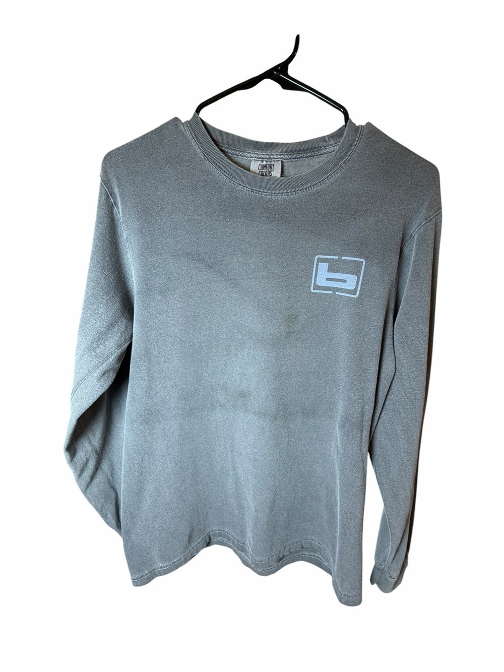 Men's Long Sleeve Crewneck Shirt - Gray with Small Logo